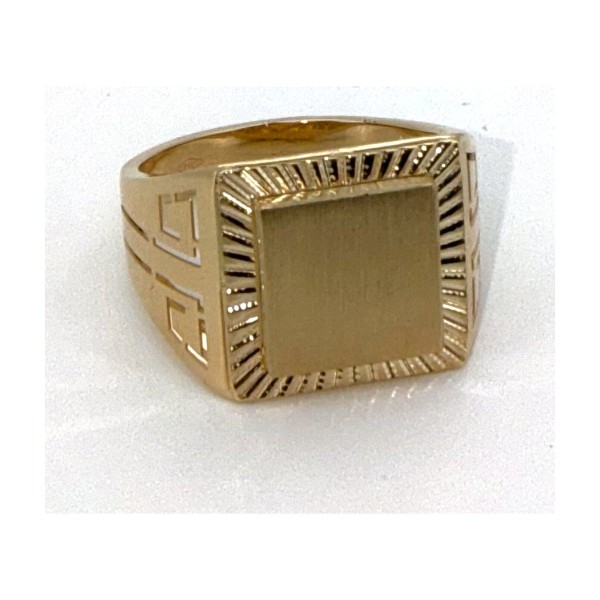 Anillo greca liso de oro 18k talla 22
